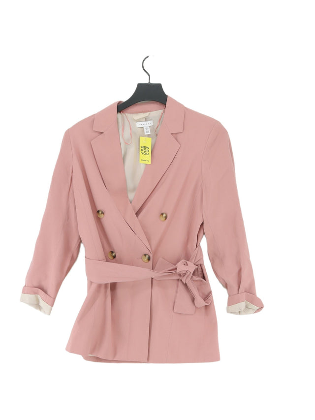 Topshop Women's Blazer UK 8 Pink Viscose with Polyester