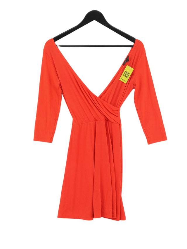 Topshop Women's Midi Dress UK 6 Orange Nylon with Elastane