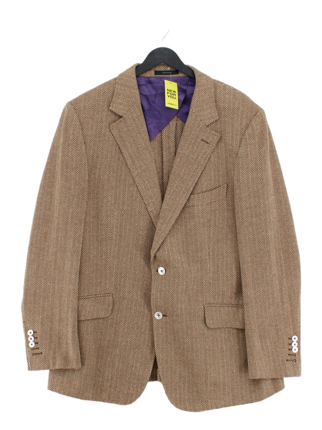 Massimo Dutti Men's Blazer Chest: 50 in Brown Cotton with Silk
