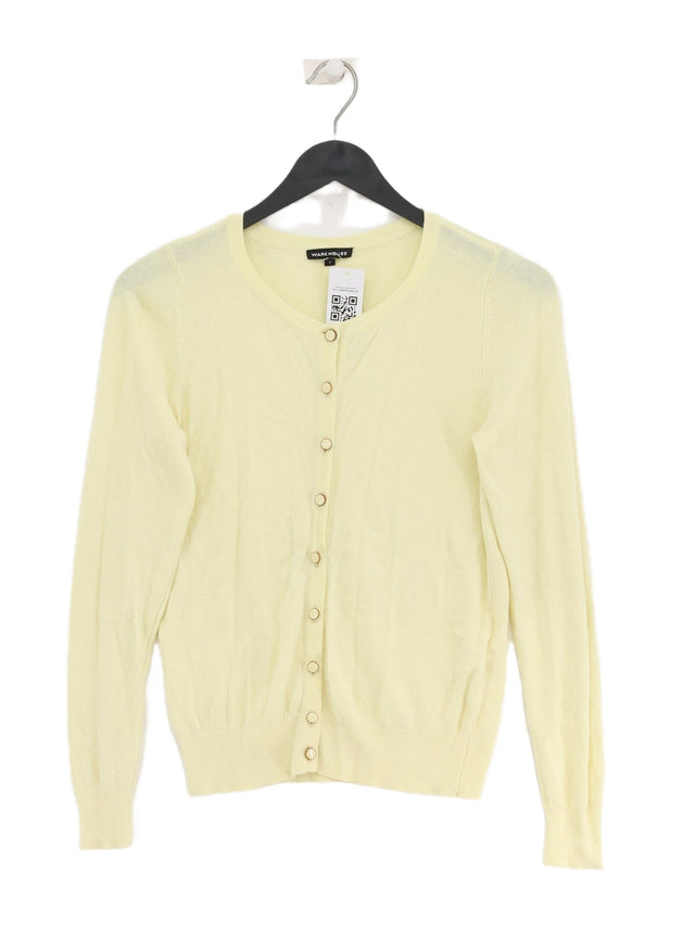 Warehouse Women's Cardigan S Yellow Viscose with Cotton, Polyamide
