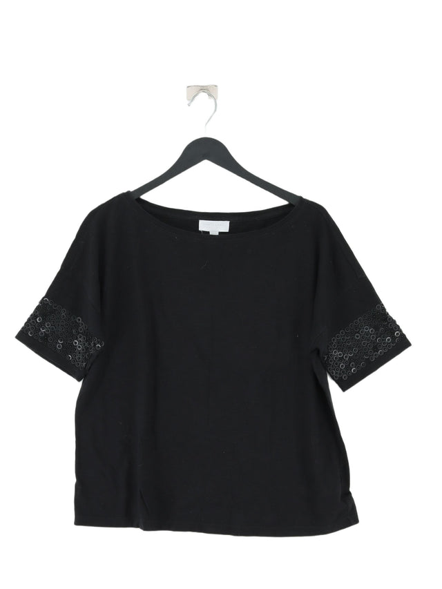 The White Company Women's T-Shirt UK 12 Black 100% Cotton