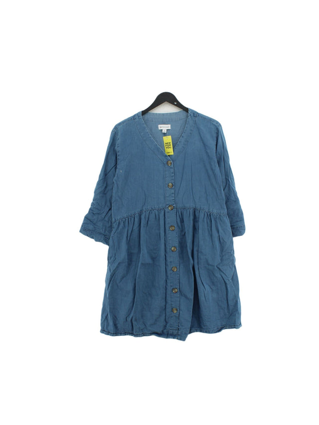 Warehouse Women's Midi Dress UK 10 Blue Cotton with Polyester