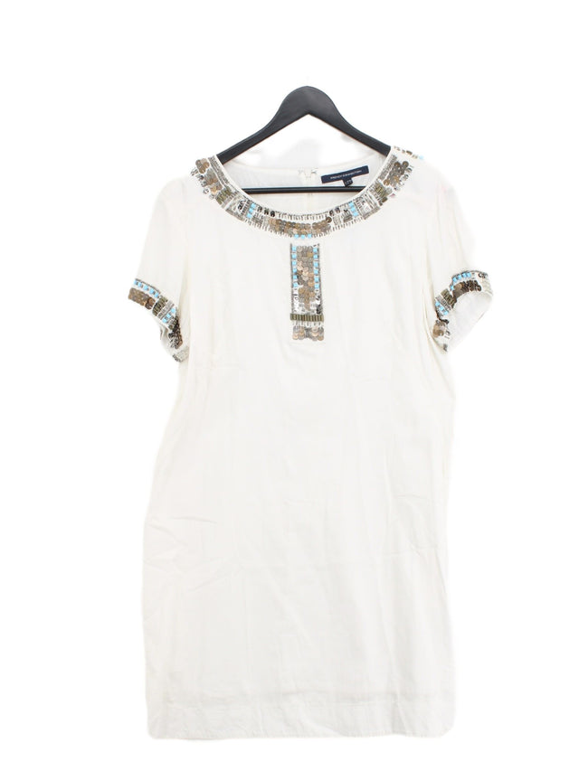 French Connection Women's Midi Dress UK 16 White 100% Cotton
