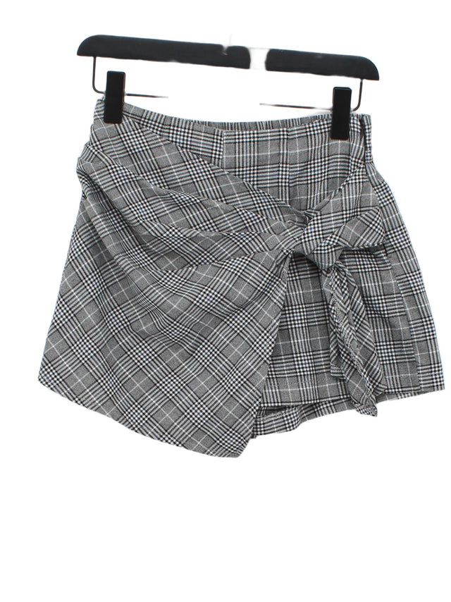 Bershka Women's Midi Skirt UK 8 Grey 100% Polyester