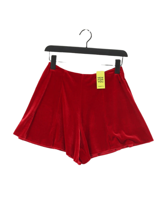 River Island Women's Midi Skirt UK 8 Red Polyester with Cotton, Elastane