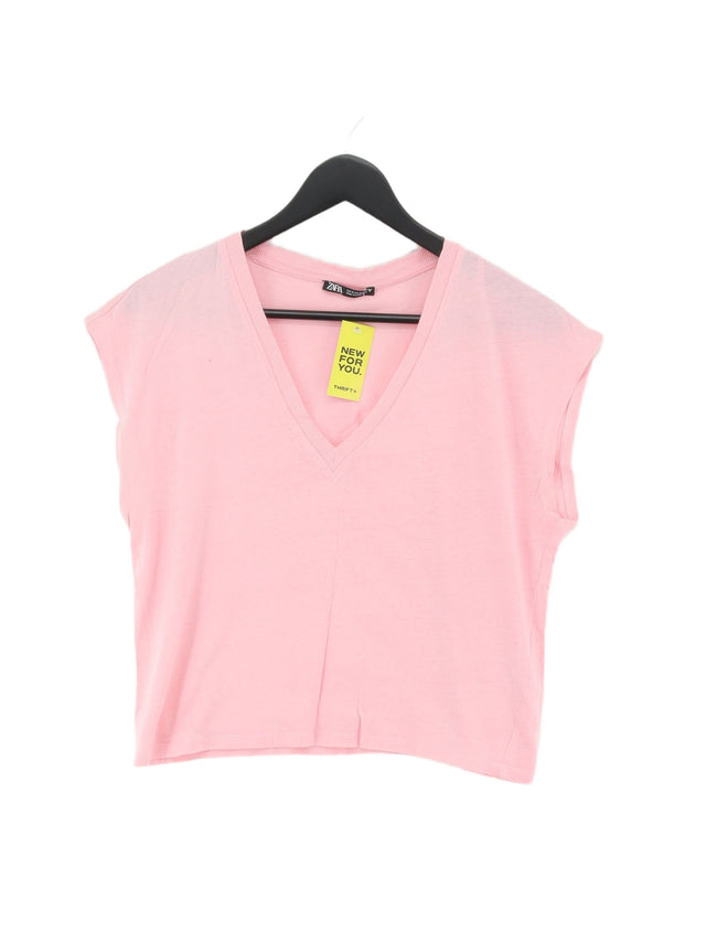 Zara Women's Top S Pink Cotton with Other