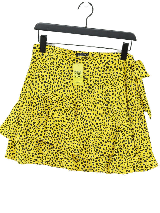 Topshop Women's Midi Skirt UK 10 Yellow 100% Polyester
