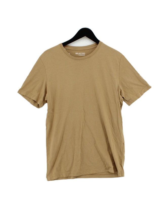 Selected Homme Men's T-Shirt M Tan 100% Cotton