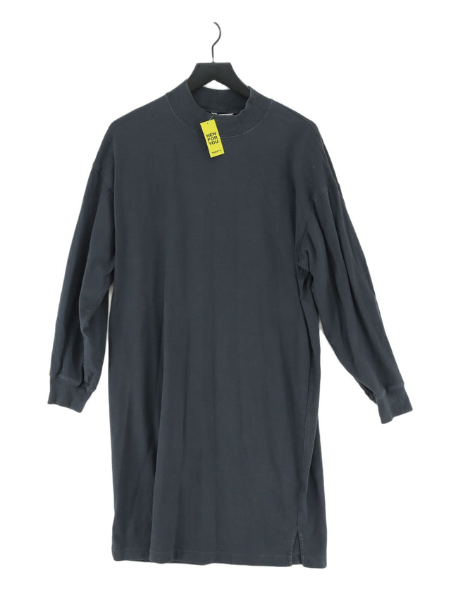 Uniqlo Women's Midi Dress M Grey Cotton with Polyester