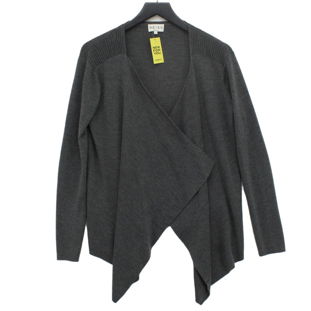 Reiss Women's Cardigan S Grey Wool with Acrylic