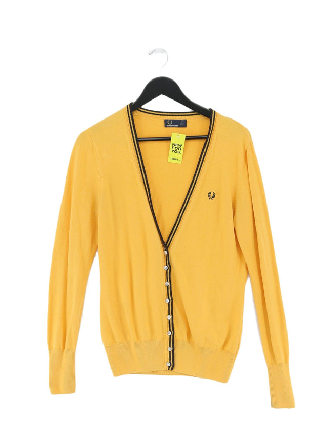 Fred Perry Women's Cardigan UK 10 Yellow Wool with Cotton