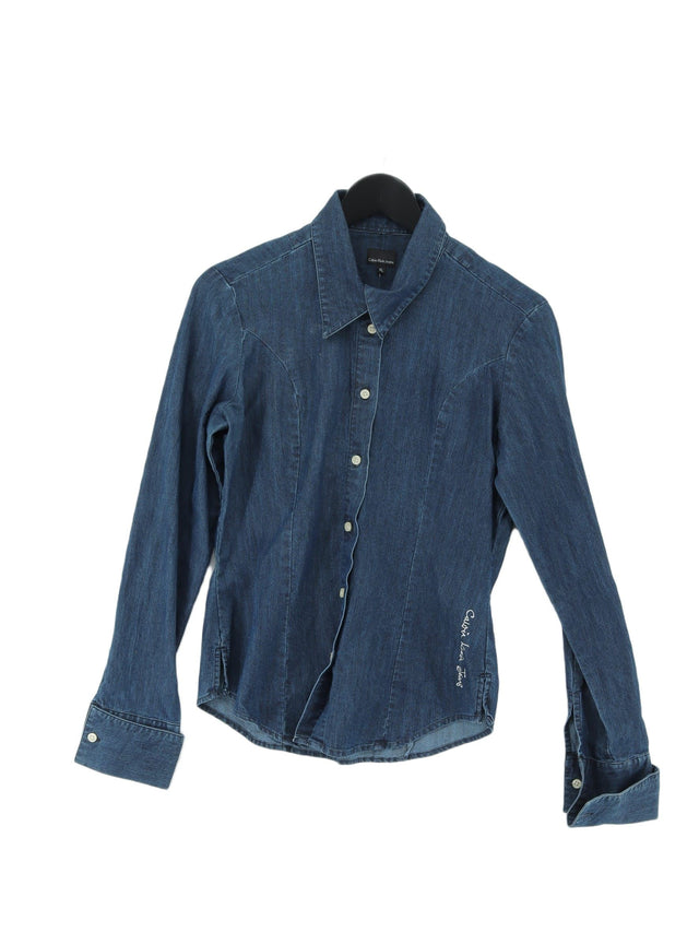 Calvin Klein Women's Shirt XL Blue Cotton with Elastane, Polyester