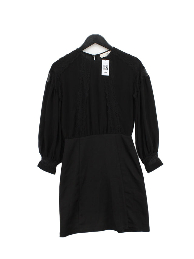 Reiss Women's Midi Dress UK 8 Black Polyester with Elastane