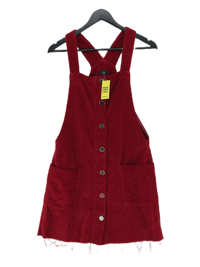 River Island Women's Midi Dress UK 6 Red 100% Cotton