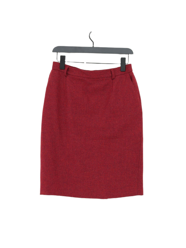 House Of Bruar Women's Midi Skirt UK 12 Red 100% Wool