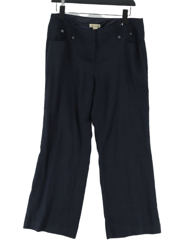 Monsoon Women's Suit Trousers UK 14 Blue Linen with Elastane, Polyester, Viscose