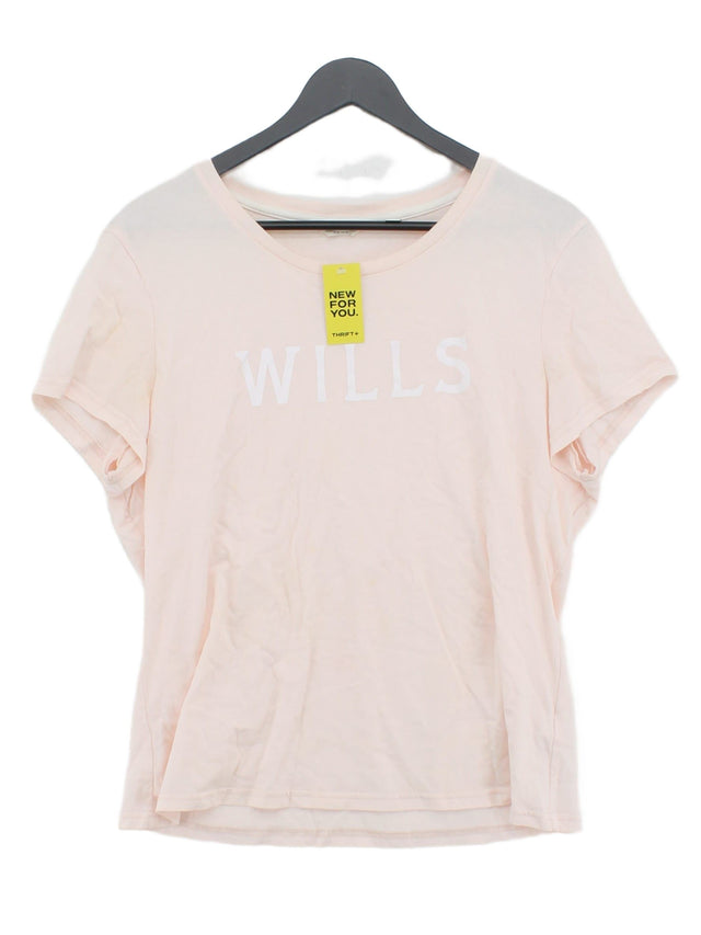Jack Wills Women's T-Shirt UK 16 Pink 100% Cotton