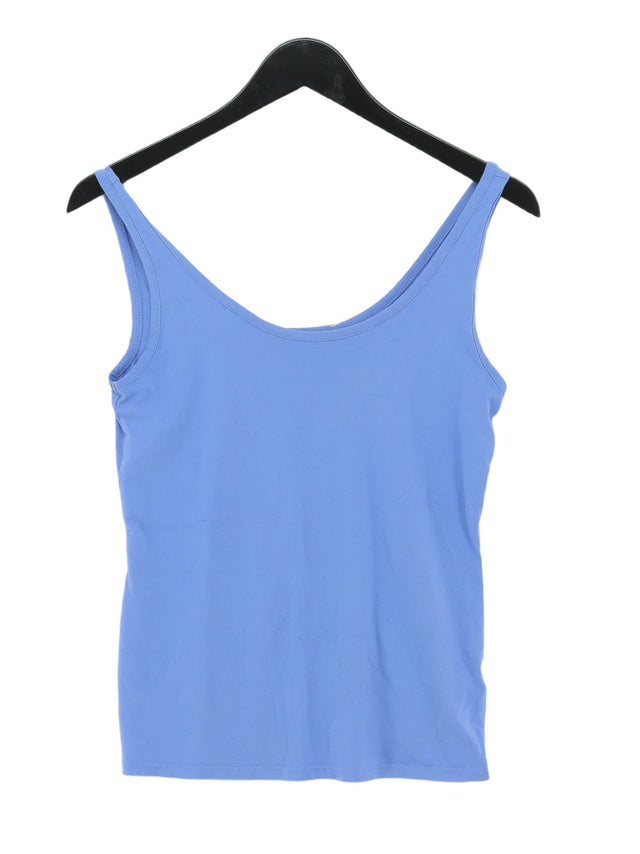 Next Women's T-Shirt UK 12 Blue Cotton with Elastane