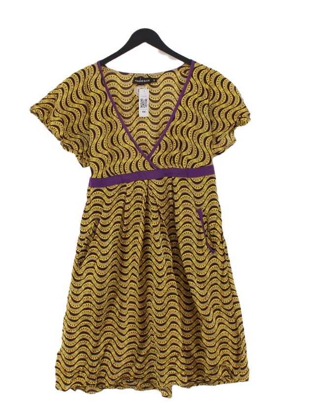 Antik Batik Women's Midi Dress S Yellow 100% Cotton