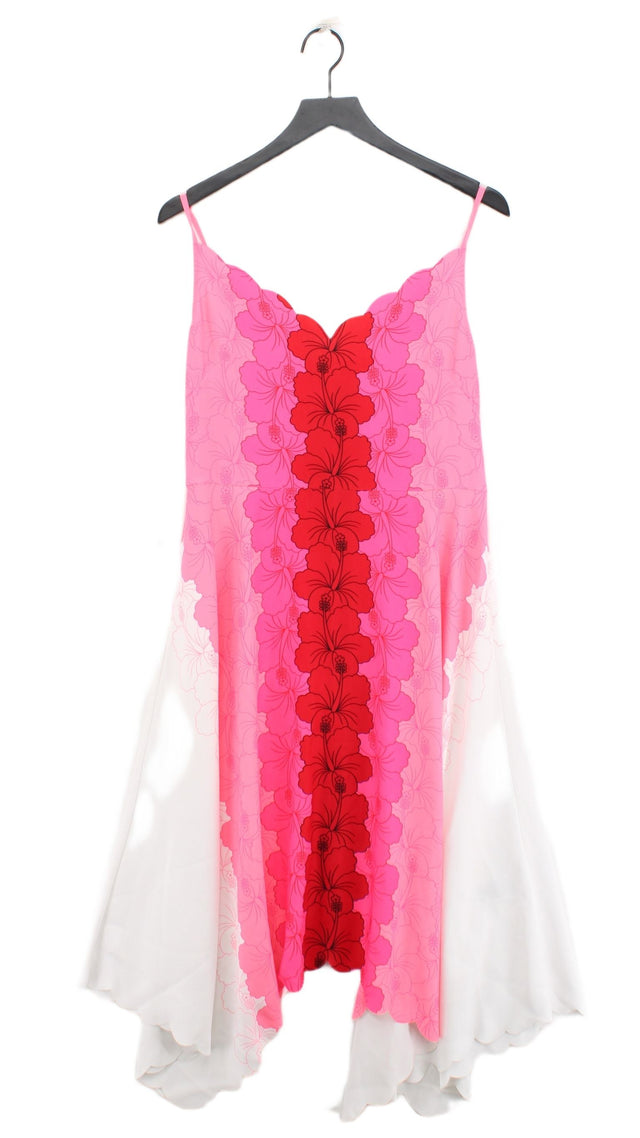 Ted Baker Women's Midi Dress UK 14 Pink 100% Polyester
