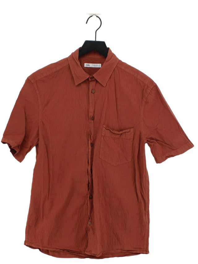 Zara Men's Shirt S Brown Cotton with Elastane