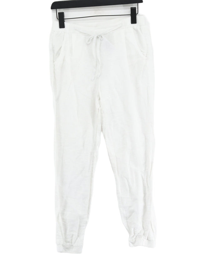 Monsoon Women's Trousers W 28 in White Linen with Cotton