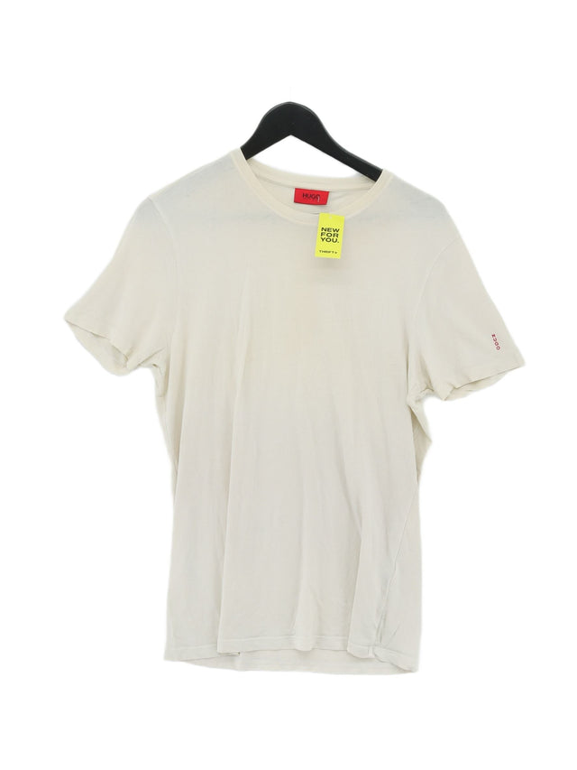 Hugo Boss Men's T-Shirt M Cream Cotton with Elastane