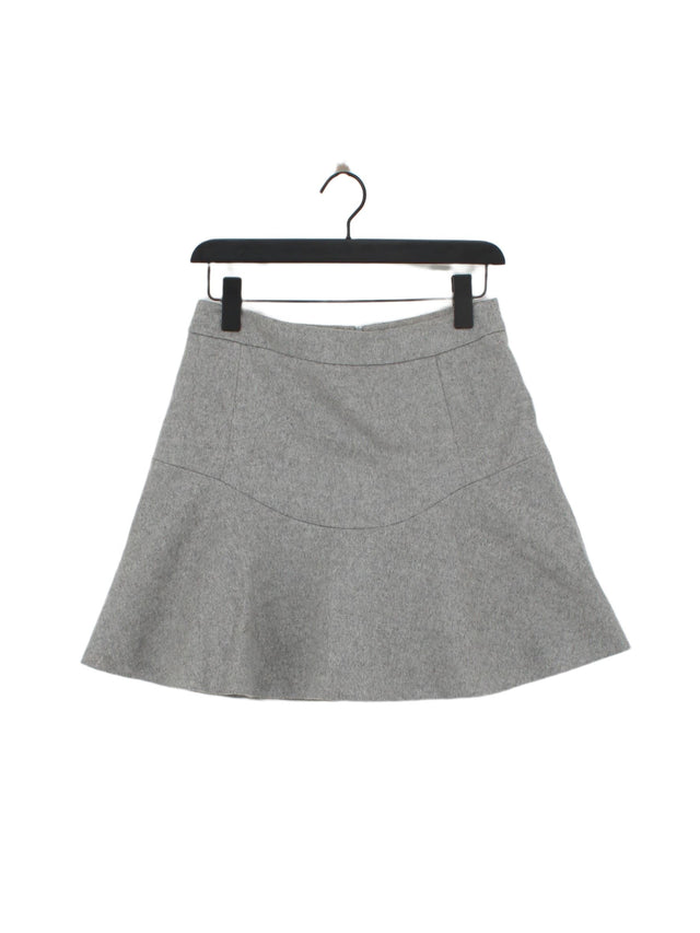 Claudie Pierlot Women's Midi Skirt UK 8 Grey Wool with Polyamide, Polyester