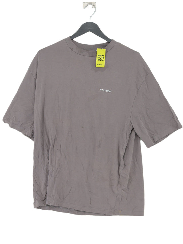 Collusion Men's T-Shirt M Grey Cotton with Elastane