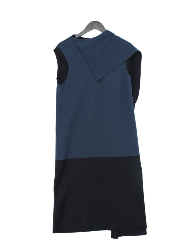 COS Women's Midi Dress L Blue Cotton with Other, Silk, Wool
