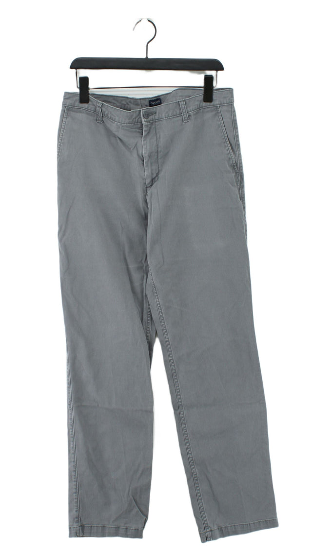 DOCKERS Men's Trousers L Grey Cotton with Elastane