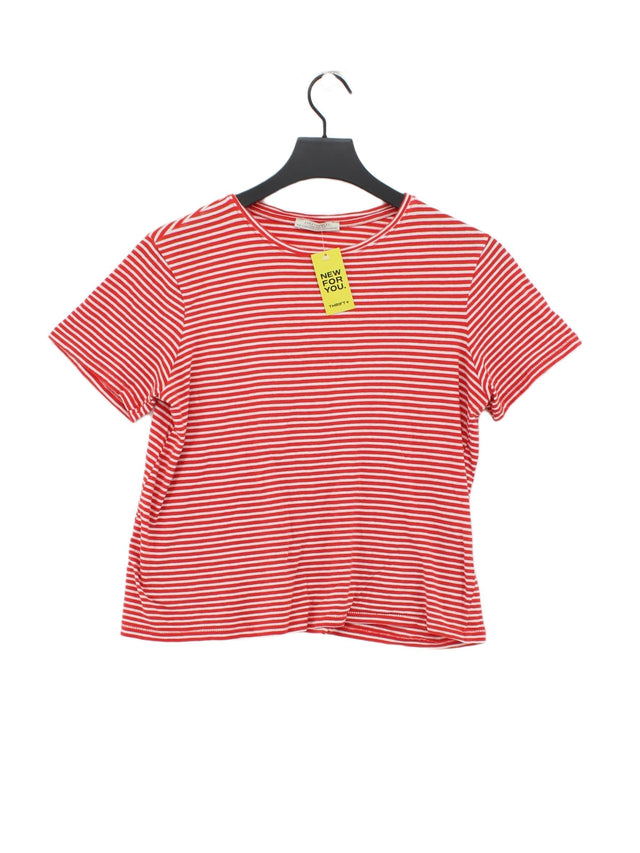 Zara Women's T-Shirt S Red 100% Cotton