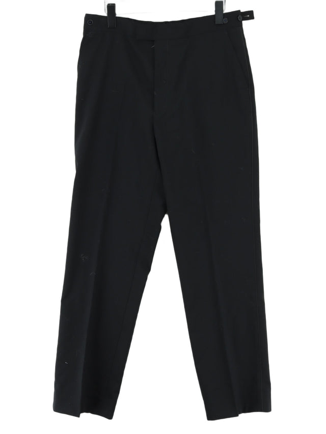 Moss Bros Men's Suit Trousers W 34 in Black Wool with Elastane, Polyester