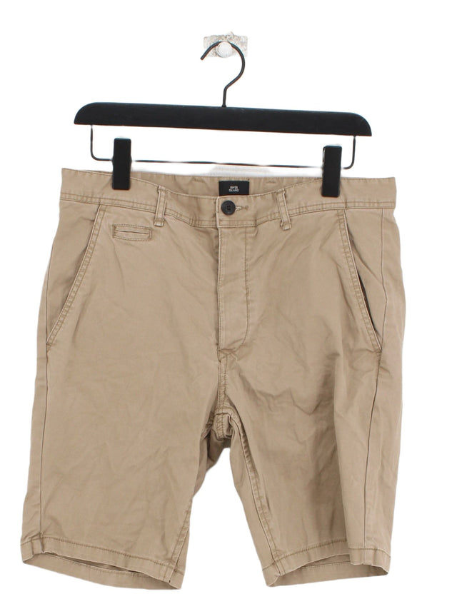 River Island Men's Shorts W 32 in Tan Cotton with Elastane