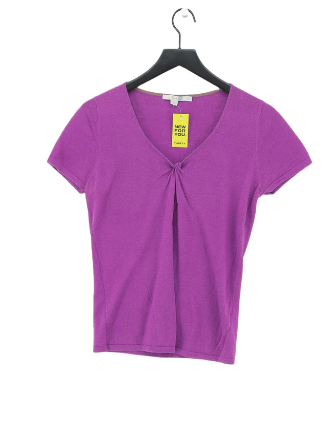Boden Women's T-Shirt UK 10 Purple Linen with Cotton