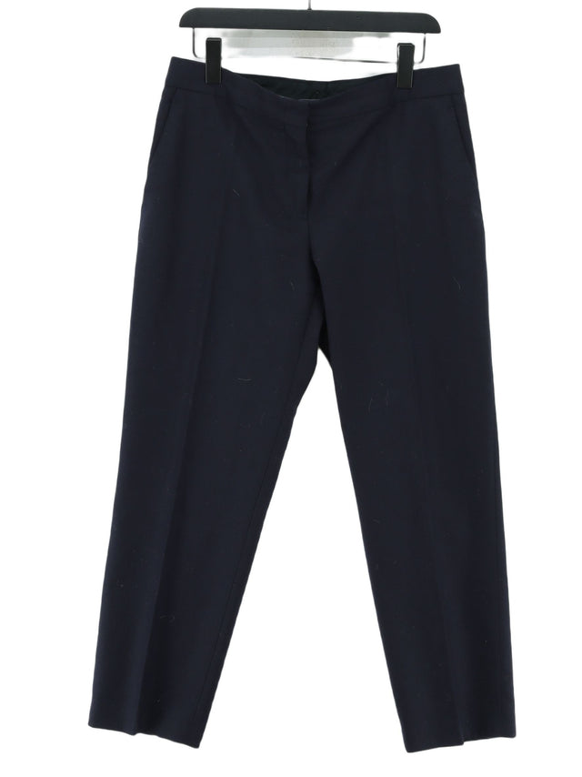 Jil Sander Women's Suit Trousers UK 10 Blue Wool with Cotton, Polyester, Viscose