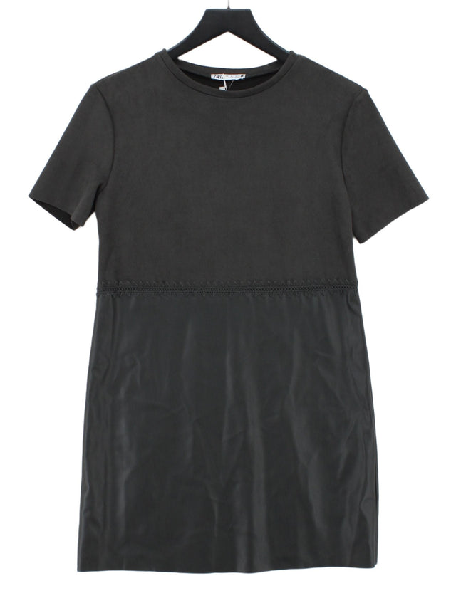 Zara Women's Mini Dress S Grey Polyester with Elastane