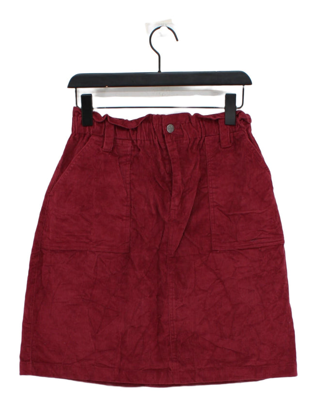 Brakeburn Women's Midi Skirt UK 14 Red Cotton with Elastane