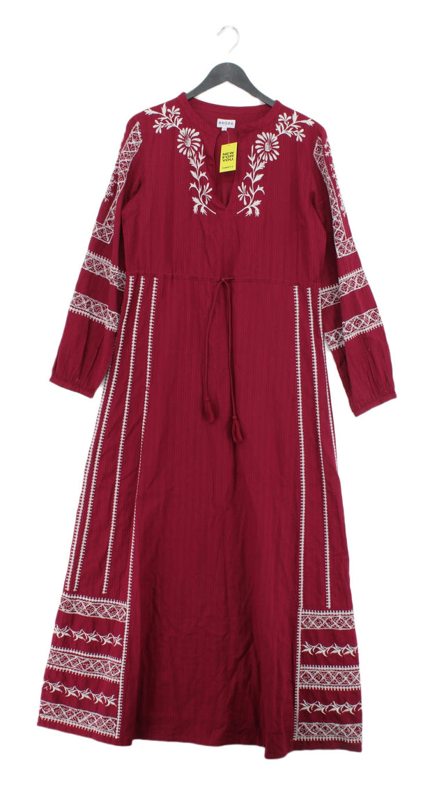 Brora Women's Maxi Dress UK 12 Purple 100% Cotton