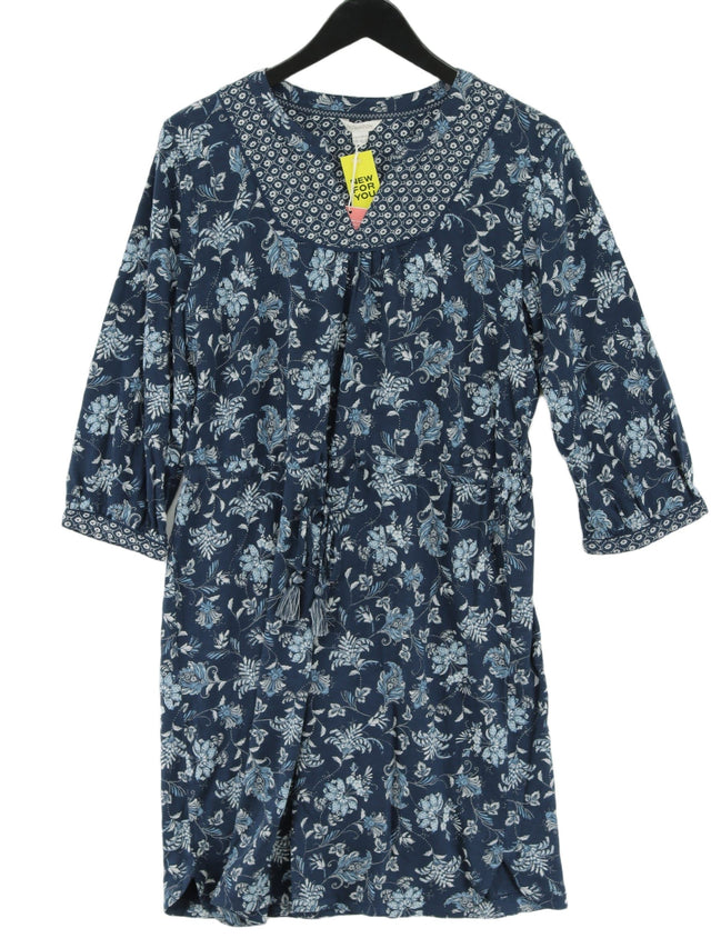 Monsoon Women's Midi Dress UK 14 Blue Cotton with Lyocell Modal