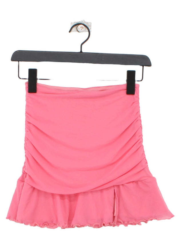 Oh Polly Women's Mini Skirt UK 8 Pink Nylon with Elastane, Polyester