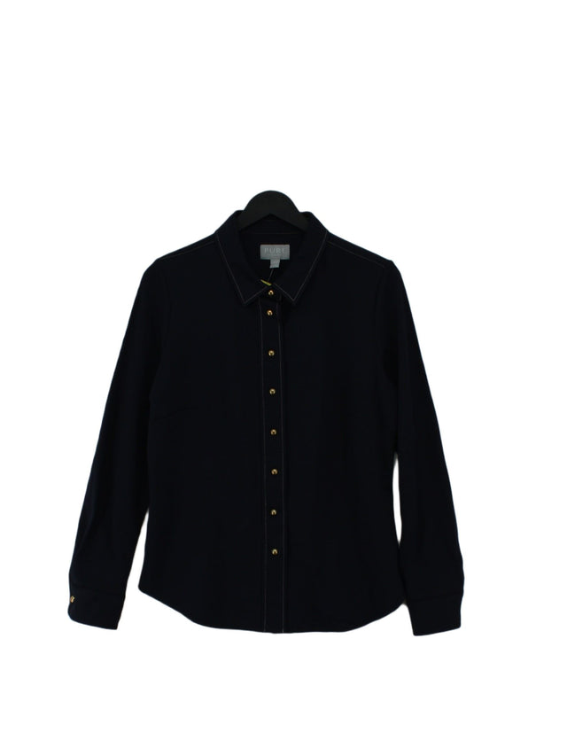 Pure Collection Women's Shirt UK 12 Blue Viscose with Elastane, Nylon