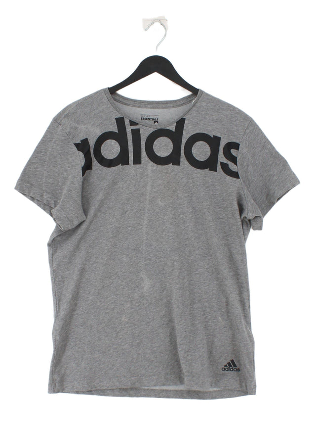 Adidas Women's T-Shirt L Grey Cotton with Polyester