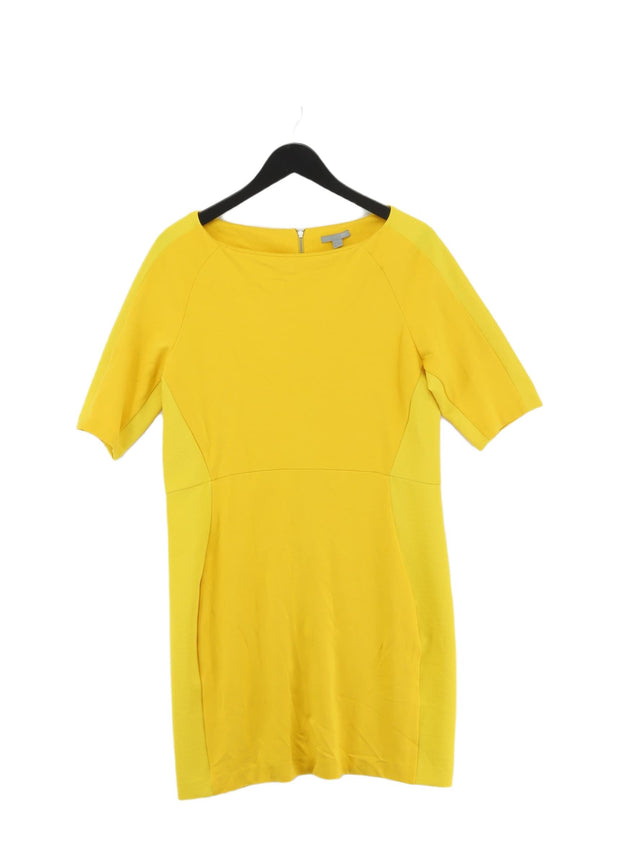 COS Women's Midi Dress L Yellow Viscose with Elastane, Polyester