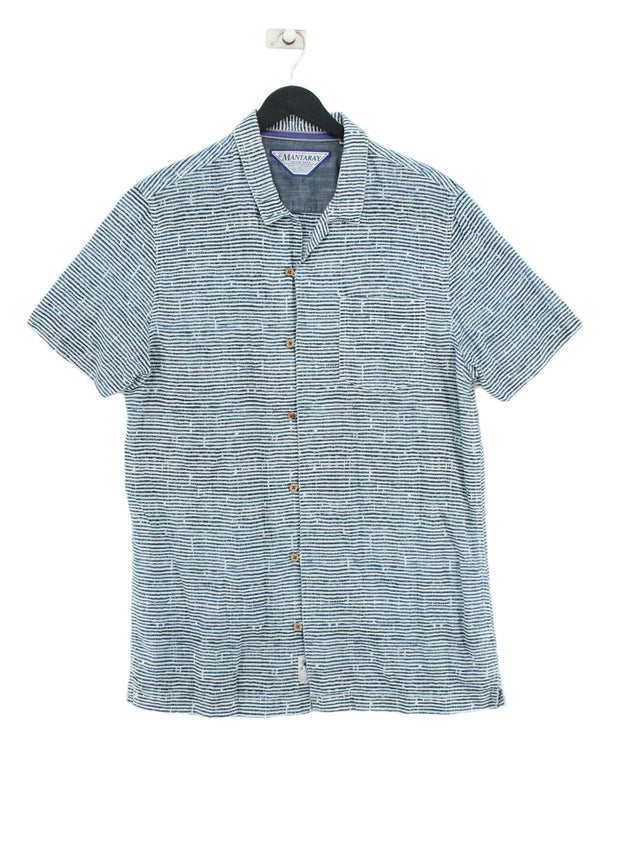 Mantaray Men's Shirt M Blue 100% Cotton