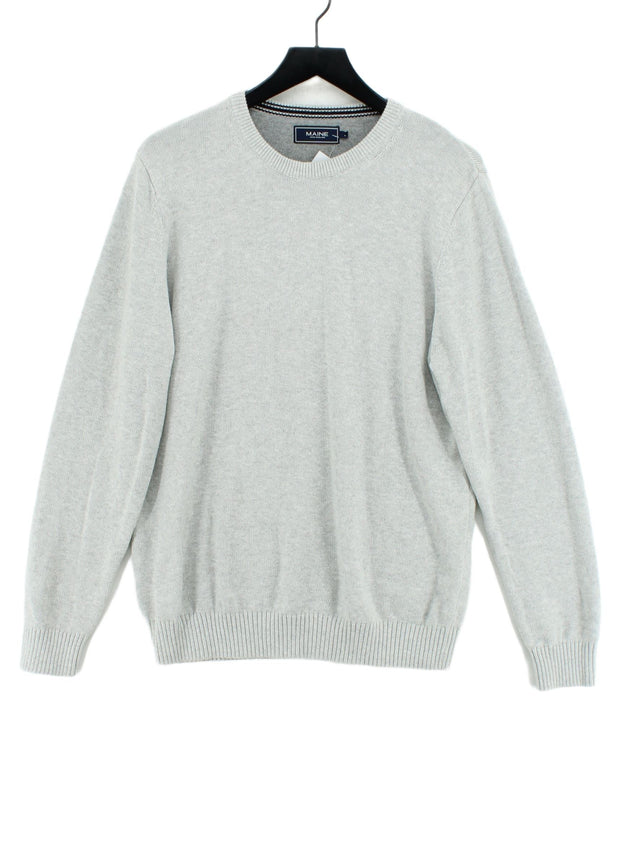 Maine Men's Jumper L Grey 100% Cotton