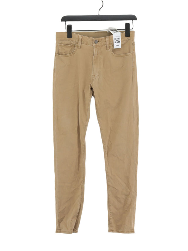 Uniqlo Men's Trousers S Tan Cotton with Elastane, Viscose