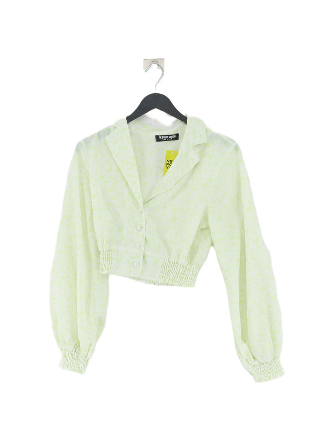 Fashion Union Women's Blouse UK 10 Green 100% Polyester