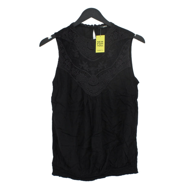 Oasis Women's Top UK 8 Black Viscose with Cotton