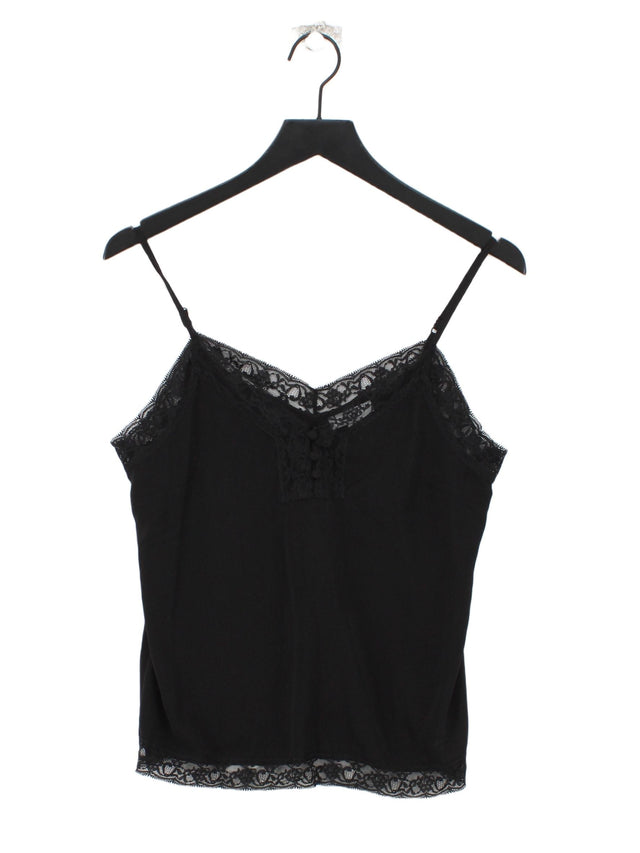 Topshop Women's T-Shirt UK 6 Black Polyester with Nylon